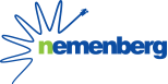 Nemenberg Logo in blue bold text